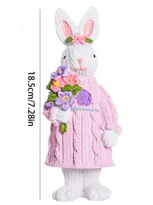 1pc Easter Decoration, Nordic Style Sweater Rabbit Resin Figurine, Party Home Decor Gift, Suitable For Kitchen, Dining Room, Bedroom, Office Desk Rabbit Ornament - Multicolor - View 11
