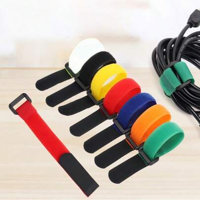 7/21pcs Heavy Duty Reusable Hook And Loop Straps - Multi-Color (7 Colors) Cable Organizer Fastening Straps, Home Office Storage, Electronics Tools Holder, Wire Tie Downs