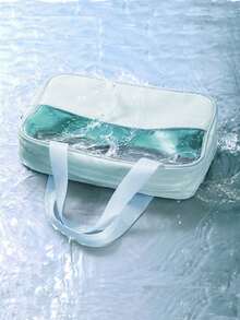 1个多功能PVC洗漱包，透明PVC化妆包，大容量化妆包，DIY字母设计化妆包，防水旅行收纳包，简约字母贴布旅行化妆包，适用于化妆品、香水，适合海滩、学校、浴室、节日、母亲节、圣诞节等场合，是送给妈妈、家人、朋友的绝佳礼物 - 彩色 - 查看 5