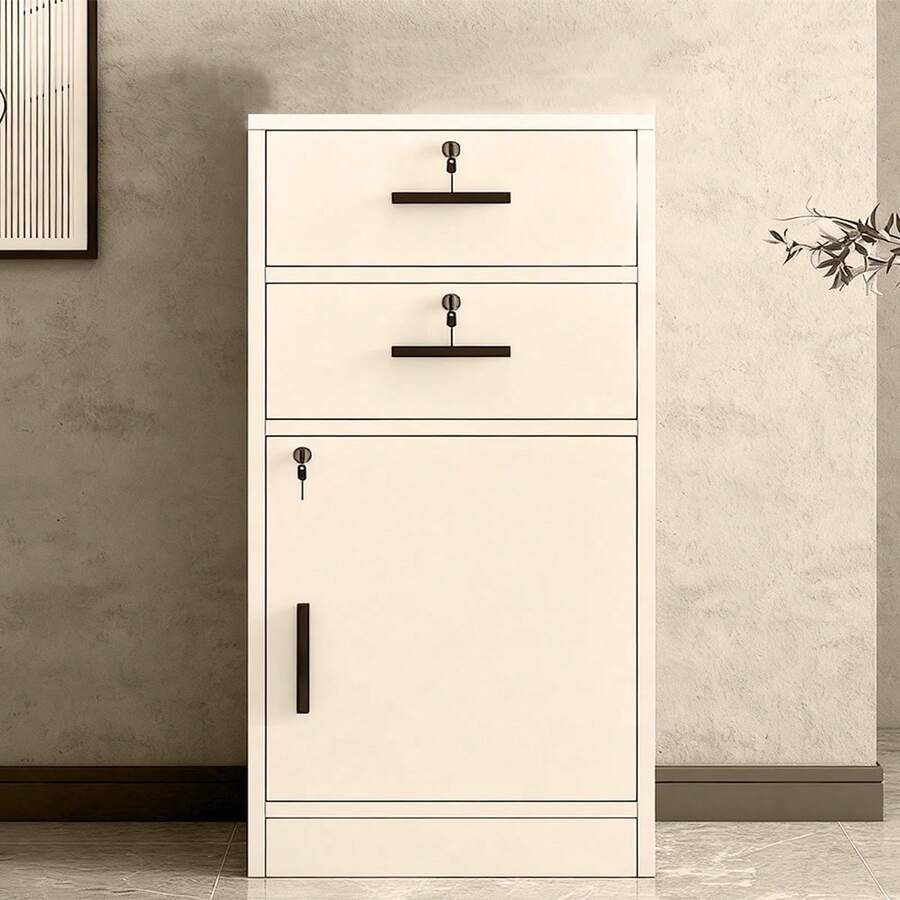 Archivero Para Oficina 3 Gavetas Metalico Economico Conllave - Blanco - Ver 1