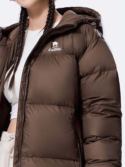 CAMEL CROWN Outdoor Down Jacket, Autumn/Winter Sports Down Jacket, 90% Down Filled, Windproof Warm Hooded Thick Coat
