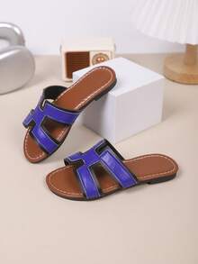 Pantuflas de moda para niños, nuevo diseño calado para el verano, elegantes, cómodas y ligeras - Azul - Ver 4