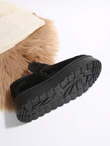 Furry Snow Boots Slippers, New Autumn/Winter Outdoor/Indoor Thick Sole Warm Toe Cover Boots - Black - View 6