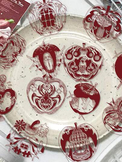 50张红色苹果贴纸，适用于剪贴簿、笔记本、手机壳、平板电脑、小提琴、橱柜、滑板、吉他、装饰、圣诞节和节日礼物