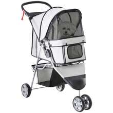 PawHut Dog Stroller, Dog And Cat Cart, Multicolor (Gray) - 灰色 - View 3