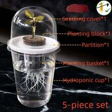 1/2/3pcs Hydroponic Planter Pots - Plastic Transparent Cylinder Hydroponics Planting Kit, High Transparency Closed Cultivation Water Cup, Transparent To Observe Root Growth, Perforated Design For Ventilation - Multicolor - View 6