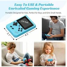 Consola de Juegos Retro Portátil, con 400 Juegos Integrados, Reproductor de Videojuegos Portátil con Pantalla IPS de 3.0 Pulgadas y Batería Recargable (Azul) - Azul - Ver 6
