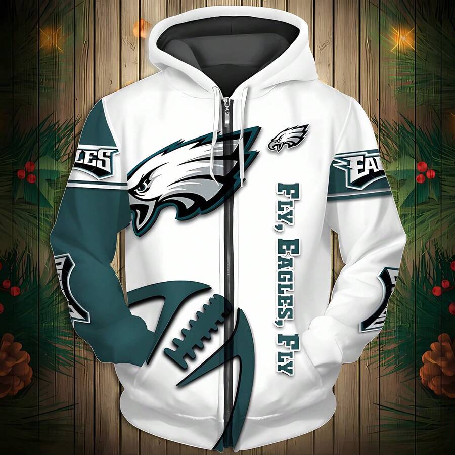 Sudadera con capucha estampada en 3D para mujeres Eagles, sudadera con capucha de manga larga para parejas, el regalo perfecto para los fanáticos masculinos del fútbol. - Multicolor - Ver 1