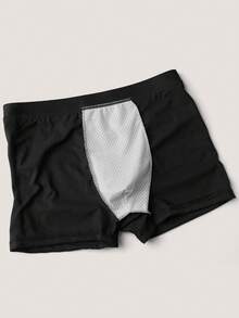 Men's Fashionable Black Boxer Briefs With "Warning: Loading Now" BreathablePattern Short Underwear - Black - View 6