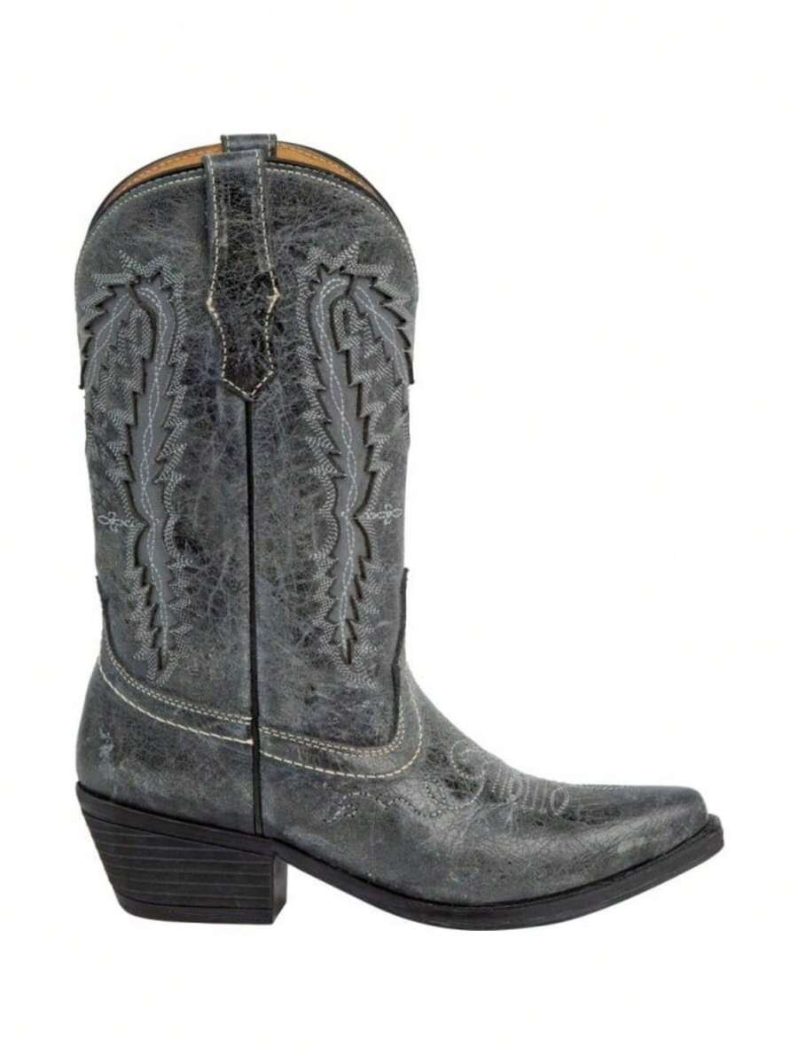 Women Mid-Calf Boots - Dark Grey - View 1