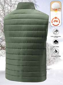 Men's Outdoor Sports Vest With Thermal Lining, Thickened Fashion Casual Jacket For Hiking, Cycling, Winter,Fleece