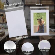 NewAcid Free 5 Pack 5x7 Pre-Cut Mat Board Show Kit For 4x6 Photos Prints Or Artworks 5 Core Bevel Cut Matts And 5 Backing Boards And 5 Crystal Plastic Bags White - 白色 - 查看 6