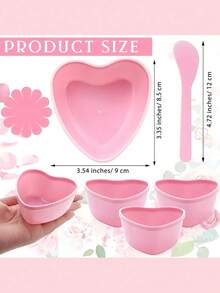 Pink Facial Mask Mixing Bowl Set Heart ShapedFace Mask Bowls With Spoons For DIY Face Masks And Skincare Products DIY Facemask Mixing Tool Reusable Mixing Bowl & Stick Set For Men Women & Estheticians For Home & Salon Use Beauty Salon Essentials Skincare Tool Makeup Supplies Beauty Supplies - Multicolor - View 6