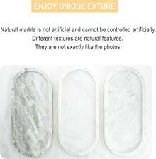WORHE Natural Marble Vanity Tray Italy Oval Stone Trays For Candles Perfume, Decorative  Dish For Small Items, Countertop Storage Organizer For Home Bathroom Kitchen Matte Surface White (BH101) - White - View 7