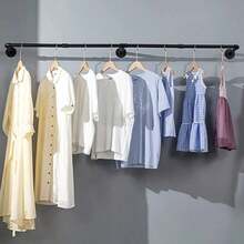 Barra para Colgar Ropa 184 cm - Montada en Pared, con 4 Ganchos para Hogar y Tienda - Unitalla - Ver 6