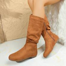 Damskie, proste, jednokolorowe, codzienne buty do połowy łydki na jesień i zimę, odpowiednie na imprezę, na każdą porę roku, na zewnątrz, modne, w stylu retro