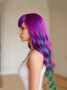 1顶动漫渐变色原宿风多色COS假发，自然蓬松发量，耐热不易毛躁，渐变过渡自然流畅，易于梳理不打结，经50次水洗不变形，轻盈佩戴无负担。 - 彩色 - 查看 6