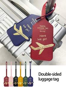Double-Sided Thickened PU Leather Luggage Tag, Anti-Loss Luggage Tag, Boarding Pass, Carnival Cruise Luggage Tag, Personalized Luggage Tag, Cute Luggage Tag, Suitcase Identification Tag, Address Card, Boarding Pass, Portable Label, Suitcase Bag Tag, Travel Essential Identification Tag, Unisex, Suitable For Travel Backpack, Travel Bag, Suitcase, Travel Gear, Back To School Season - Multicolor - View 2