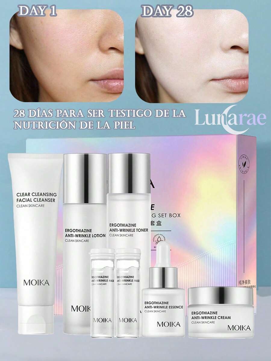 Juegos para el cuidado de la piel de la cara de arroz, Conjuntos para el cuidado de la piel,juego de 7 productos para el cuidado de la piel, Conjuntos para el cuidado de la piel,juego de regalo hidratante para el cuidado de la piel para mujeres y niñas, kit de cuidado facial que incluye máscara de arroz, limpiador, crema para ojos, suero facial, crema facial, tónico, Tratamientos y Serums Faciales - Blanco - Ver 1