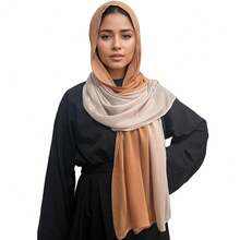 Gradient Dual Color Scarf,Elegant Ombre Headwraps Hijab, Modal Cotton Feel Lightweight Sunscreen Shawls For Women,4#Yellowbeige - 4#黃米色 - 查看 1