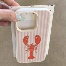 Phone Case: Lobster Stripe Pattern Lychee Texture Phone Case - High-Quality Protective Cover For IPhone 16/15/14/11 Pro Max, 12 Pro, 13 Pro Max, 14 Plus, 15 Plus, 16 Plus, 14 Pro, 15 Pro Max, 16 Pro, 14 Pro Max, 13 Pro Max, 12 PM Series & More,Suitable For IPhone17 Air - White - View 6
