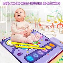 Tapete Musical para Niños,2-in-1 Tapete Musical con Tambor,Teclado de Suelo Plegable con Sonidos de Instrumentos con 13 Canciones de demostración y 8 Canciones rítmicas - Morado - Ver 7