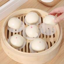 100 unidades de forros para fritadeira a ar, forros de bambu de 7,6 cm (3 polegadas), papel manteiga perfurado premium para cozinhar no vapor, tapete antiaderente para fritadeiras a ar, fornos e assadeiras. - Branco - Ver 6