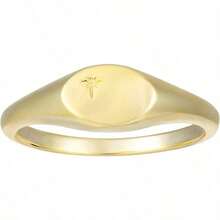 espere Anillo cuadrado chapado en oro de 18 quilates con sello rosado delicado con estrella del norte Anillos ligeros y gruesos para mujer - OvaladoOroamarillo - Ver 1
