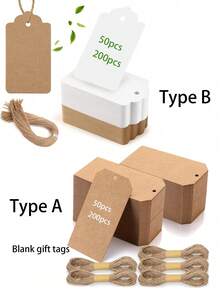 50 Stücke/200 Stücke Kraftpapier Geschenkanhänger mit Schnur 7*4cm Papppreis-Etiketten Namens-Etiketten Vintage Hochzeit Geburtstag Hängende braune Etiketten mit Hanfschnur Blanko Geschenkanhänger für Geschenkanhänger Cupcake-Topper Wunschbaum-Etiketten Kleidungsetiketten Hochzeit Namens-Etiketten