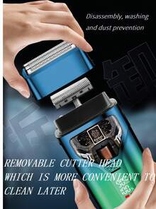 Kemei KM-T400 Men's Electric Shaver, Dual Blade Reciprocating Electric Shaver, Wet & Dry Use, IPX7 Waterproof, LED Display Rotary Shaver, With Beard Trimmer, USB Type-C Rechargeable Wireless Design - Multicolor - View 10