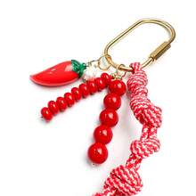 1pc Unique Design Tassel Heart Agate Beaded Bag Charm Accessory Unisex Versatile For Gift And Daily Use Keychain Purse Charm Keyring Y2K - Multicolor - View 5