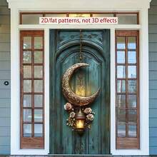 2D涤纶斋月门帘1件，精美悬挂式月牙形灯笼，饰以玫瑰和精细雕刻，开斋节拍照道具及用品，适用于穆斯林斋月和宰牲节庆祝活动，伊斯兰主题节日装饰 - 1PCS - 查看 10