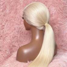 Platinum Blonde 13x4 HD Long Straight Lace Frontal Wigs For Women Remy Wig Human Hair 250 Density Glueless Human Hair Wigs Pre Plucked Bye Bye Knots White Colored Bone Straight Lace Front Wigs Human Hair With Baby Hair - 白色 - 查看 9