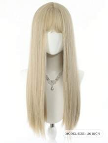 1pc 24inch,26inch Long Straight Synthetic Heat-Resistant Wig, Made Of Fiber Material, Suitable For Everyday Wear, Natural And Realistic.