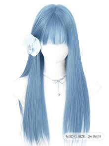 1pc 24inch,26inch Long Straight Synthetic Heat-Resistant Wig, Made Of Fiber Material, Suitable For Everyday Wear, Natural And Realistic.