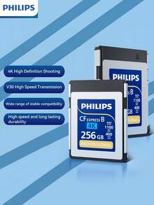 PHILIPS 飞利浦 CFexpress Type B 卡，读取速度高达 1100MB/s，写入速度高达 400MB/s，专为专业相机和流畅的 4K 视频录制而设计（128GB/256GB/512GB）