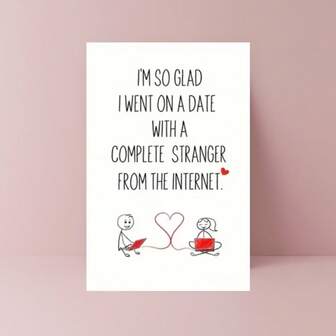 1张趣味网络约会周年纪念卡/圣诞卡/节日卡/浪漫情人节贺卡，情侣幽默礼物，以爱情和互联网为主题的庆祝卡/情人节卡