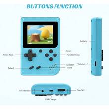 Consola de Juegos Retro Portátil, con 400 Juegos Integrados, Reproductor de Videojuegos Portátil con Pantalla IPS de 3.0 Pulgadas y Batería Recargable (Azul) - Azul - Ver 3