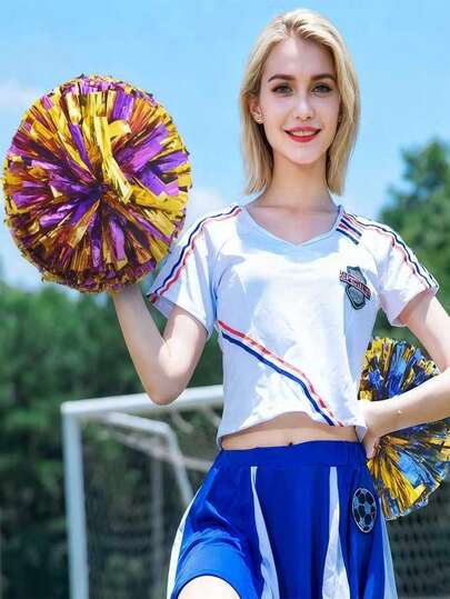 1pc Handle Cheerleading Flower Ball Cheerleader Flower Hand Holding Flower Dance Hand Pulling Flower Cheerleading Flower Ball Performance Color Ball