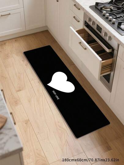 1pc Simple Heart & Lemon Decor Restaurant/Kitchen Floor Mat, Washable Carpet, Area Rug, Doormat, Small Rug, Carpet, Runner, Mat, Home Decor, Outdoor Mat, Bedroom Rug
