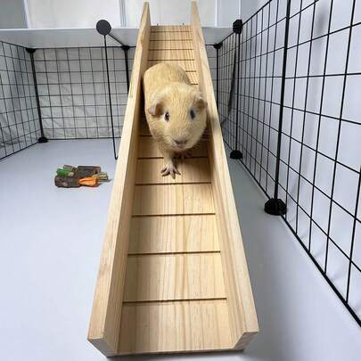 1 قطعة سلم خشبي عشوائي اللون والطراز، منزلق، لعبة للهامستر والحيوانات الأليفة الصغيرة