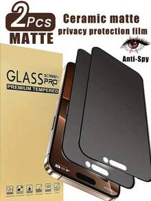 磨砂 2 件装 Apple 陶瓷磨砂隐私屏幕保护膜,非玻璃,软陶瓷手机膜,全屏覆盖适用于 16 Pro/16/16 Plus/15 PRO MAX/15/15 PRO/15 PLUS/14 PRO MAX/14/14 PRO/14 PLUS/13 PRO MAX/13/13PRO/12/11/XR/Mini 磨砂隐私屏幕保护必备,适用于日常防护、办公室、家用手机屏幕保护膜手机配件防水防震防摔防摔防刮防指纹 - 黑色 - 查看 38