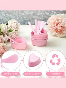 Pink Facial Mask Mixing Bowl Set Heart ShapedFace Mask Bowls With Spoons For DIY Face Masks And Skincare Products DIY Facemask Mixing Tool Reusable Mixing Bowl & Stick Set For Men Women & Estheticians For Home & Salon Use Beauty Salon Essentials Skincare Tool Makeup Supplies Beauty Supplies - Multicolor - View 4