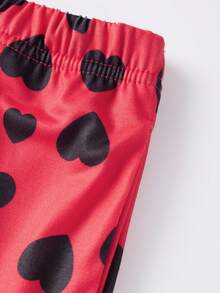 Valentines Day Matching Family Pajamas Set Stylish Love Heart Pattern Family Matching Outfits - Red - View 7