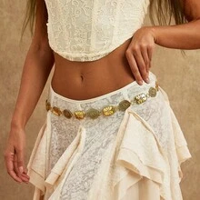 Women's Body Chain, Glossy, Fashionable Geometric Heart, Heavy-Duty Retro Alloy Accessory Waist Chain - 1825 - Gold - View 4