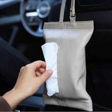 1个PU皮革车载纸巾盒，汽车必备，纸巾盒分配器，扶手箱纸巾盒，防水浴室悬挂式纸巾分配器，可补充纸巾，优雅简约收纳盒，兼容多种纸巾