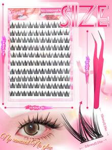100PCS Lashes Clusters, D Curl ,3D Mink Effect ,Glue-Free False Eyelashes,Individual Lashes Creates Puppy-Dog Eyes Effect Cluster Lashes With Thin Invisible Bands For Cosplay Home DIY Lash Extension Kit For Beginners (Home/Travel/Party Use) Western-Style Glamorous Volume - D - 查看 9