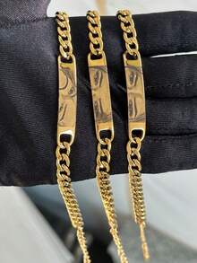 1件定制情侣照片手链，不锈钢链激光雕刻眼睛照片手链，刻字照片首饰，送给男友的礼物，周年纪念/情人节礼物，银色时尚，秋季潮流，休闲简约，适合周年纪念日、生日、日常佩戴、舞会、母亲节、情人节、毕业典礼、婚礼等场合，也是送给她、男友、女友、爸爸、妈妈的理想礼物。 - 彩色 - 查看 9