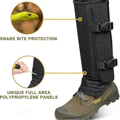 户外防蛇咬护腿套，防抓防咬腿套，适合徒步狩猎，男士安全护腿 - 防压、防刺、防滑耐磨鞋底，安全系带设计，适用于户外工作、车间和工厂使用，耐用系带工作靴
