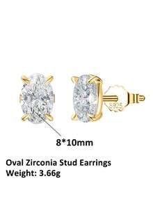 1 Paar 100% 925 Sterling Silber 14k Gold 1CT/2CT Oval-Schliff funkelnde Zirkonia Ohrstecker Luxus Schmuck für Frauen, Mädchen und Damen Bankett, Hochzeitsfeier Geschenk Damen Ohrringe 2025 Mode Ohrringe - Ovaler Zirkonia - Übersicht 15
